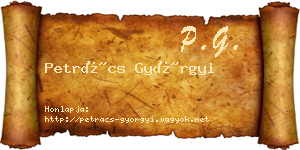Petrács Györgyi névjegykártya